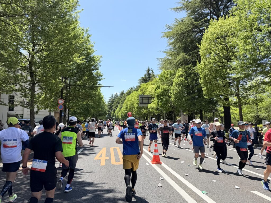仙台国際ハーフマラソン 西公園横を通過