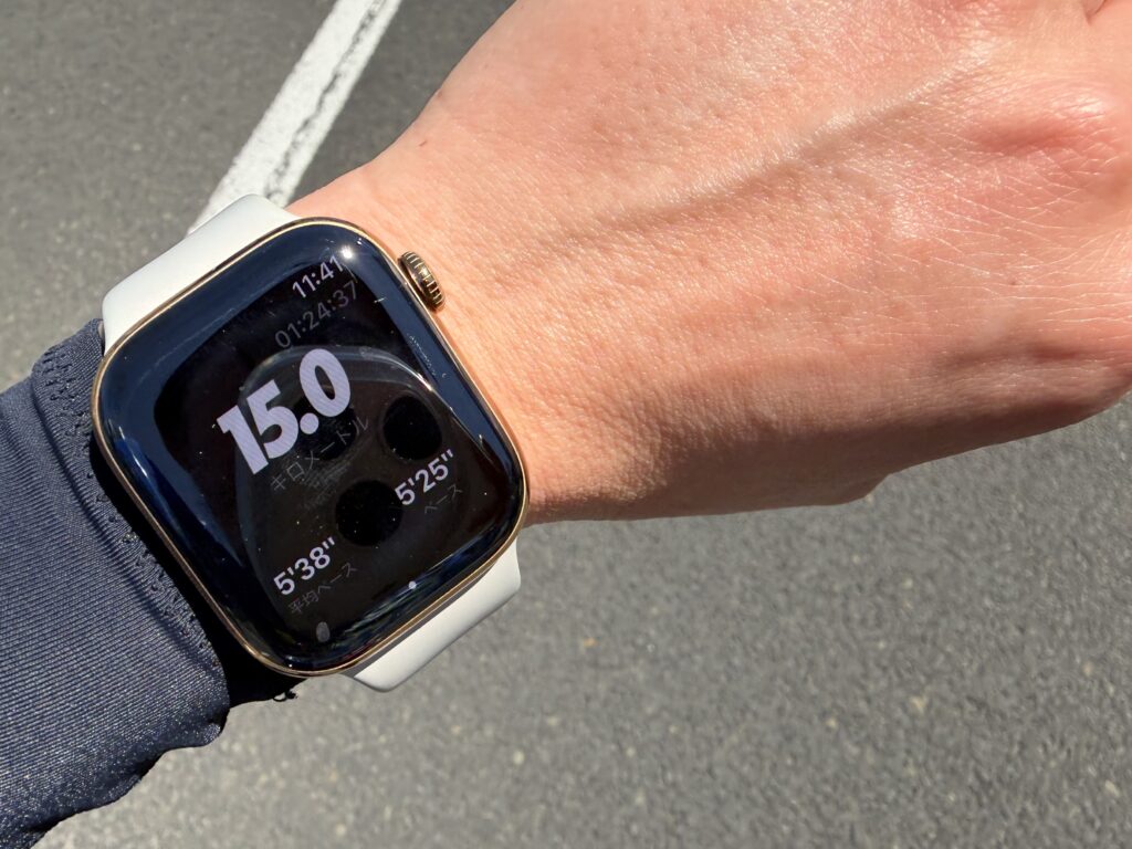 仙台国際ハーフマラソン 15km地点のアップルウォッチ