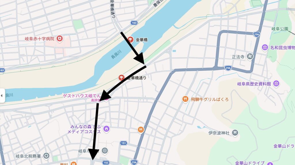 ぎふ清流ハーフマラソン2026 大会序盤のコース