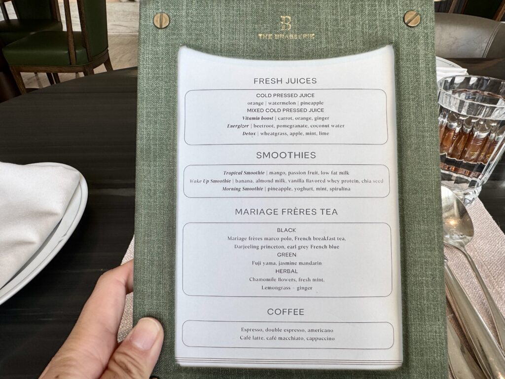ウォルドーフアストリアバンコク 朝食 オーダーメニュー