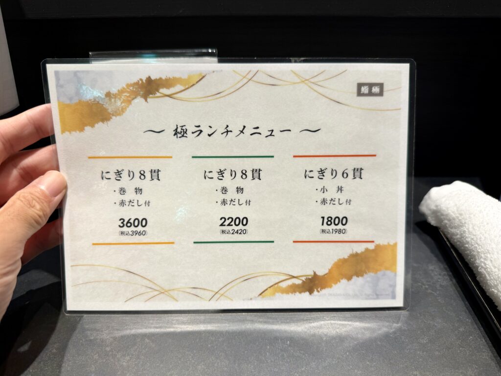 立ち食い寿司極_ランチメニュー